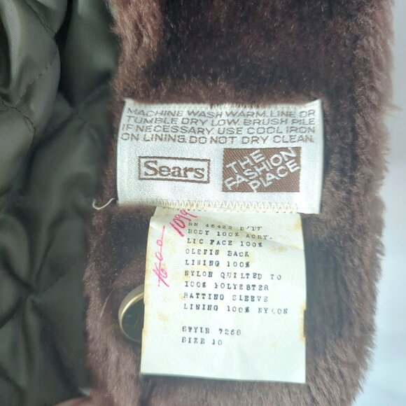 Vintage Sears Faux Fur Coat Small Brown - Picture 9 of 9